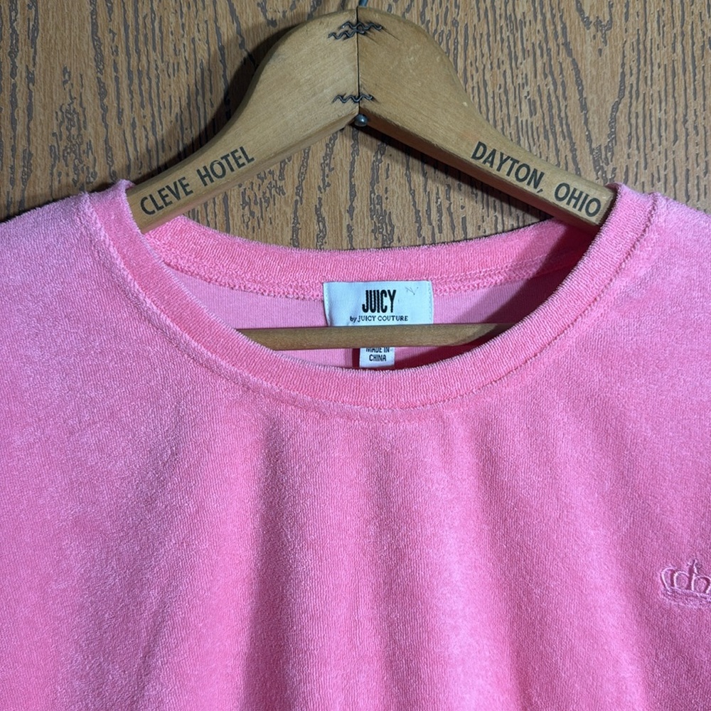NEW Juicy Couture Pink Terry Cloth Short Dolman Sleeve Crop Top Size XL - Picture 7 of 13